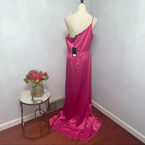 # Likely Cardallino Asymmetrical Fuchsia One Shoulder Strap Gown New With Tag - Picture 8 of 16